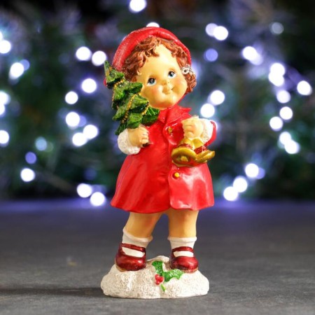 New Year's figure "Girl with bells" Red, 7x7x17cm