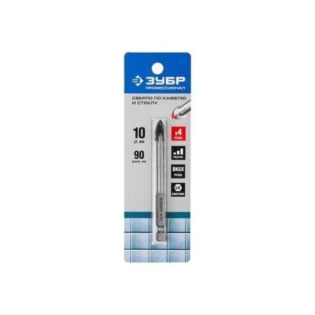 Drill "Professional" 29845-10, tile/ceramics/glass, hexagonal shank, 10 mm-2