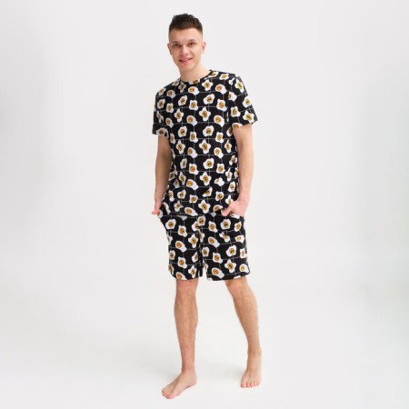 Pajama men's kaftan "eggs" R.56, black-3