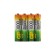 Battery GP, Ni-MH, AAA, HR03-4BL, 1.2V, 1000 mAh, blister, 3+1 pcs.