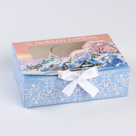 New Year's folding box "Winter Village" 16.5 x 12.5 x 5 cm, New Year-1
