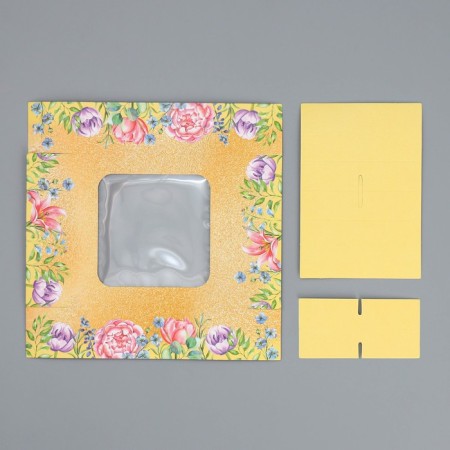 Box for sweets, confectionery packaging, 4 cells, “Flowers”, 10.5 x 10.5 x 3.5 cm-4