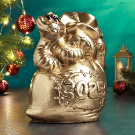 Piggy bank "Snake on the bag" gold, 23x16cm-1
