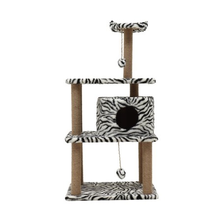 House for cats with a claw, round with toys, 65 x50 x 130 cm, zebra-1