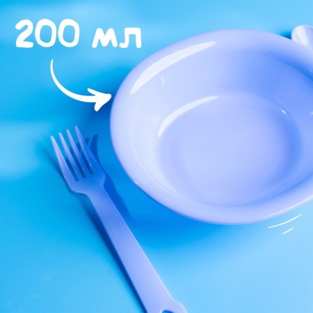 A set of children's dishes "Little gentleman", 4 items: plate, jerk, spoon, fork, from 5 months.-4