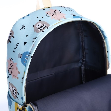 School backpack from textiles on a zipper, 3 pockets, pencil case, blue color-7