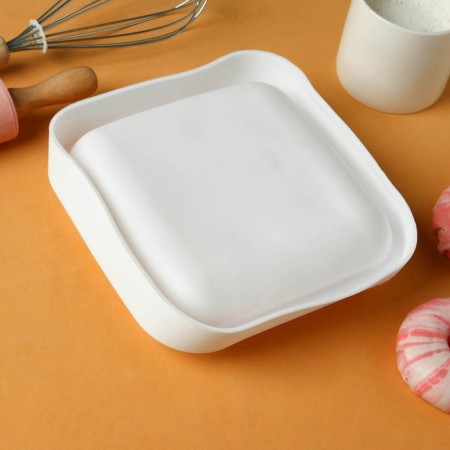 Form for mousse desserts and baking konfinetta "quadro", silicone, 18.5 × 5 cm, white color-1