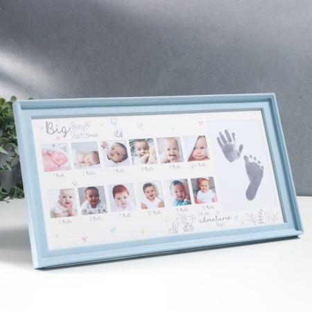 Photo frame plastic in 13 photos 4x4, 9x13 cm "My first year" Blue 20.7x38 cm