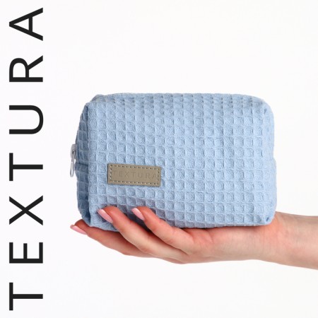 Textura zipper cosmetic bag, blue color