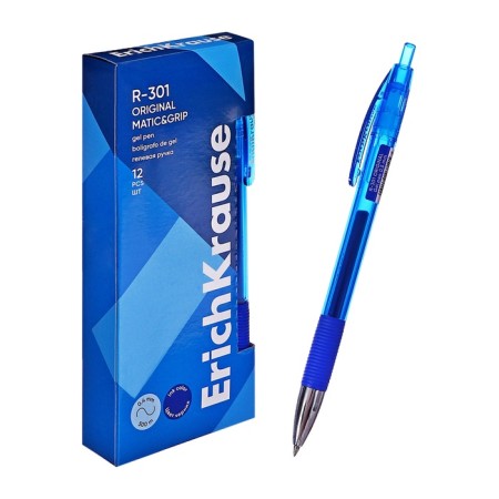 Gel pen Erichkrause R-301 Original Gel Matic & Grip, blue ink, node 0.5 mm, automatic-8