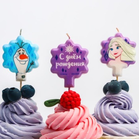 Candle in the cake Set "Happy Birthday" 5 pcs., Cold heart-1