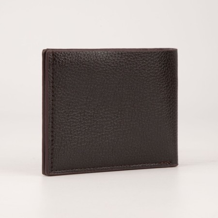 Male purse without fastener, department for bills, for maps, for coins, brown color-1