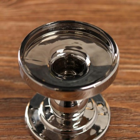 Glass of glass per 1 candle "Podium" silver chrome 8.5x8.5x8.5 cm-3