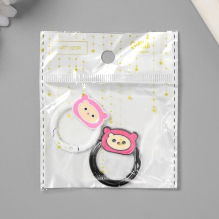 Carabiner Metal "Bear in a hat" set 2 pcs 3.3x3 cm-3