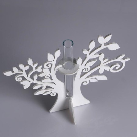 Wooden Kashpo 21 × 7.6 × 18.6 cm with 1 flask "tree", white-2