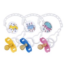 Latex orthodontic dummy, with a clothespin, from 3 months., Mix color