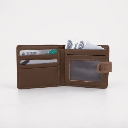 Wallet on the button, brown color-4