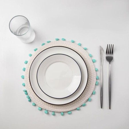 Serving napkin on the table “turquoise”, d = 25 cm, white color