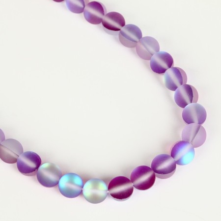 Busins ​​made of natural stone "Cat Eye", set 46 pcs., Size 1 pc. - 8 mm, purple-3