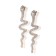Hanging earrings with the rhinestones "snake" curved, white color in gold, 5.7 cm