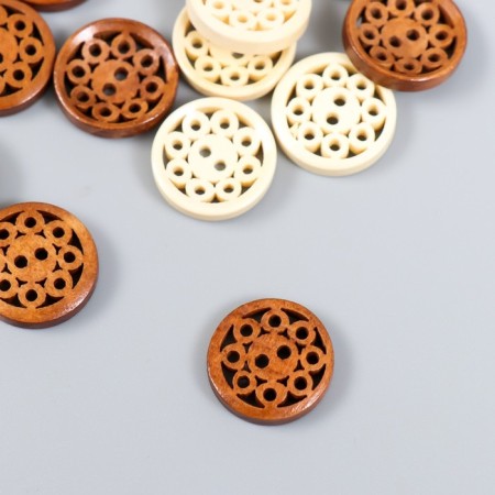 Buttons wood for creativity 2 punctures "Flower of bubbles" set 20 pcs 1.8x1.8x0.3 cm mix-1