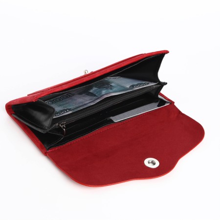 Women's wallet on magnet, red color-3