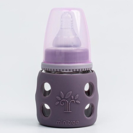 A bottle in a silicone case, glass, classic throat, +0 months, 60ml., Mix color for a girl-2