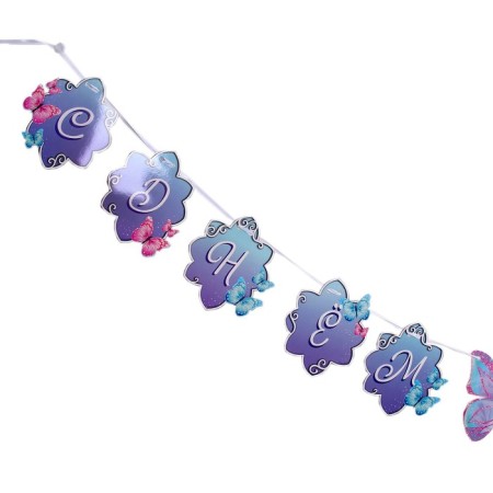 Paper garland with the belt "Happy Birthday" butterfly-2