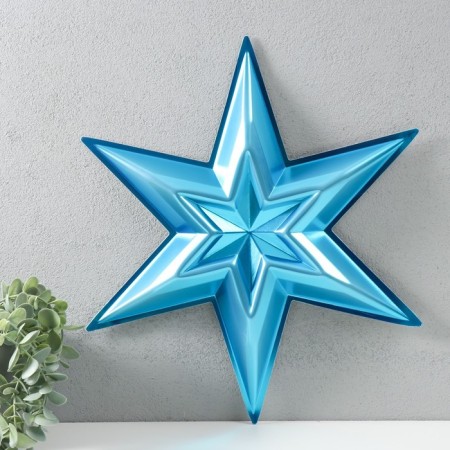 Figure "Star in the Star" Little Blue Metallic, Half, 34x39 cm-1