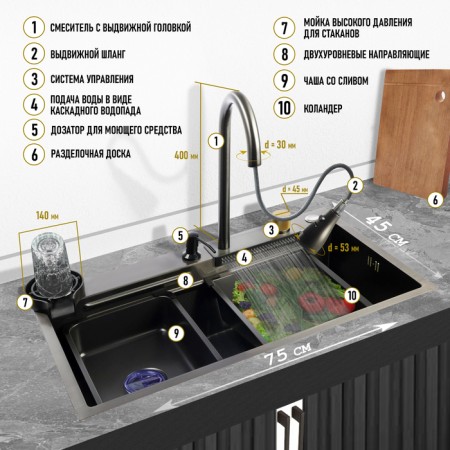 Zein M03, S = 3.0 and 0.7mm, mixer, basket, cutting board, siphon, graphite-1