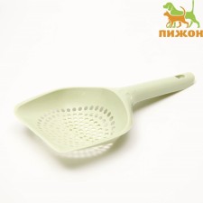A toilet scoop with a fine mesh, 25 cm x 15.5 cm, green