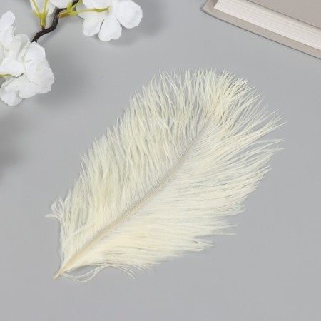 Decorative ostrich feather "Light yellow" h = 15-20 cm