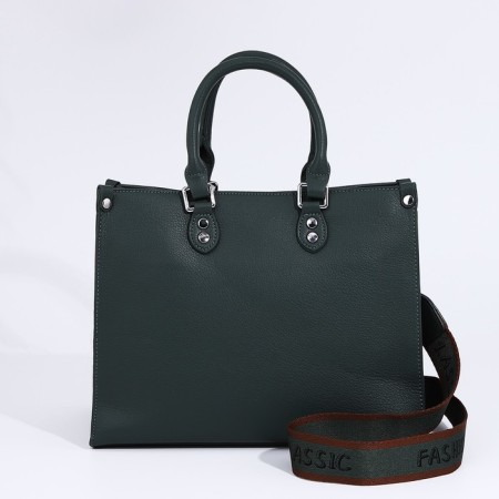 Bag Female Tout with zipper, green color-1