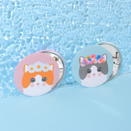 Pocket mirror "cat", d = 7 cm, color mix-1