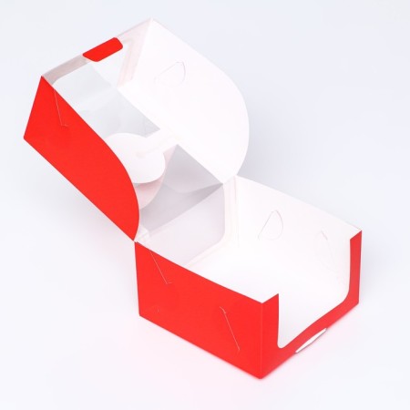 Bearbox under the bento-port with a window, scarlet, 14 x 14 x 8 cm-3