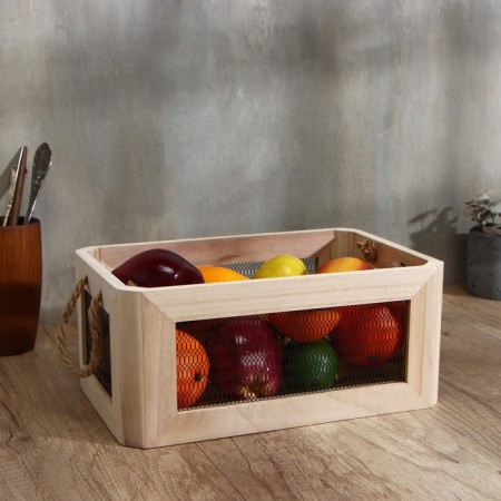 Italy, 32 × 22 × 14 cm storage basket, light wood color