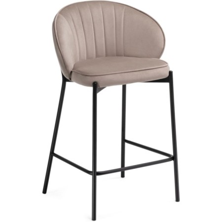 Stool Barny Neil Metal/velor, Black/Latte 58x45x92 cm