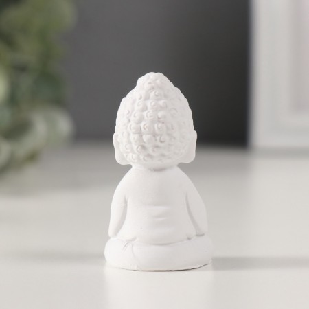Souvenir Polystone "Buddha - Meditation" White 2x3x5.5 cm-2