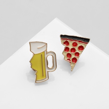 Set of icons (2 pcs.) "Pizza and beer", colored in gold-2
