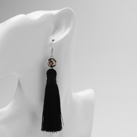 Earrings Assorted "Brushes" Muranian glass, black color, l brush 8.5 cm-1
