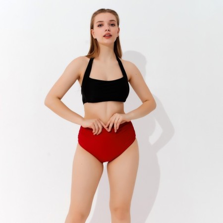 Female women's swimming trunks are high, burgundy color, size 54
