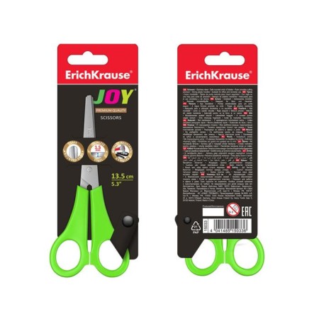 Baby scissors 13.5 cm, Erichkrause Joy, with rounded ends of blades and ruler, mix-5