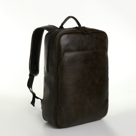 City backpack made of genuine leather with lightning, igermann, green color