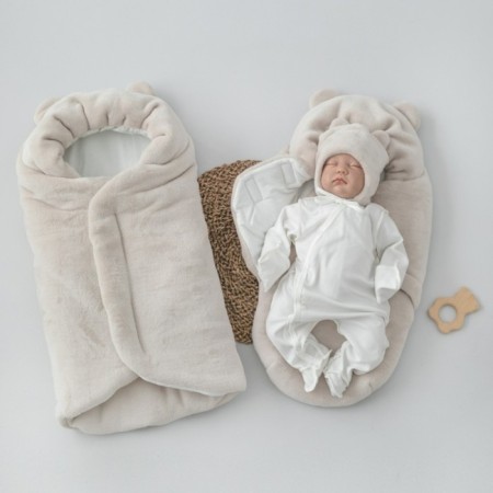 Set for discharge Winter Kinderlitto "Fluffy Bear", 5 items, height 56-62 cm, beige color