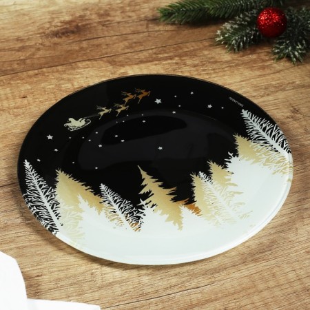 New Year. Glass plate "New Year's Night", 20 cm-2