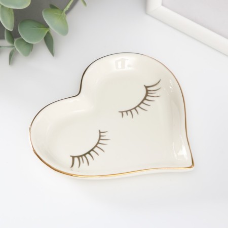 Souvenir ceramic stand for the rings "Heart with cilia" 11x11.5x1.4 cm-2