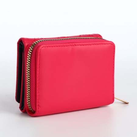 Women's wallet on the button, pink color-1