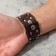 Bracelet skin "minimal" weaving, brown color with silver, 23 cm