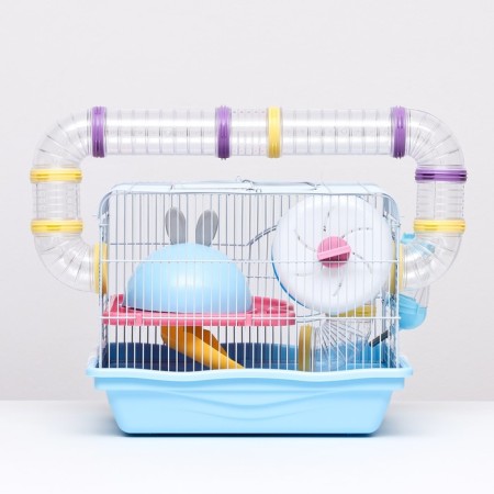 A cage for rodents "Pigzon", equipped with a tunnel, 37 x 27 x 30 cm, blue-9
