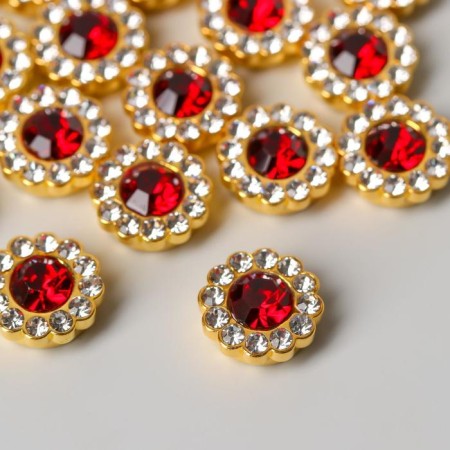 Decor for creativity plastic "Deep red flower" set 30 pcs 1x1x0.5 cm